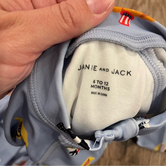 Janie And Jack Baby Americana Dog Rash Guard Size 6-12 Months Blue One Piece - Picture 4 of 6